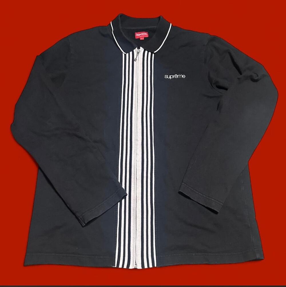 Supreme Stripe Zip Long Sleeve Polo Black FW24